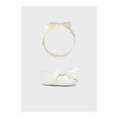 Mayoral Baby Girl White Mary Jane Pram Shoes and Headband Set